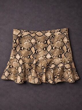 Zara Snake Print Ruffle Hem Skort Size M Built In Shorts